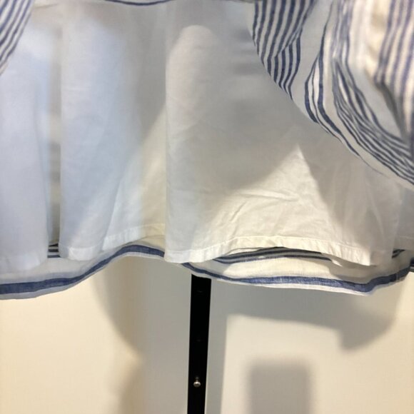 J. Crew Linen Blue White Stripe Drawstring Mini Skirt - Picture 7 of 10